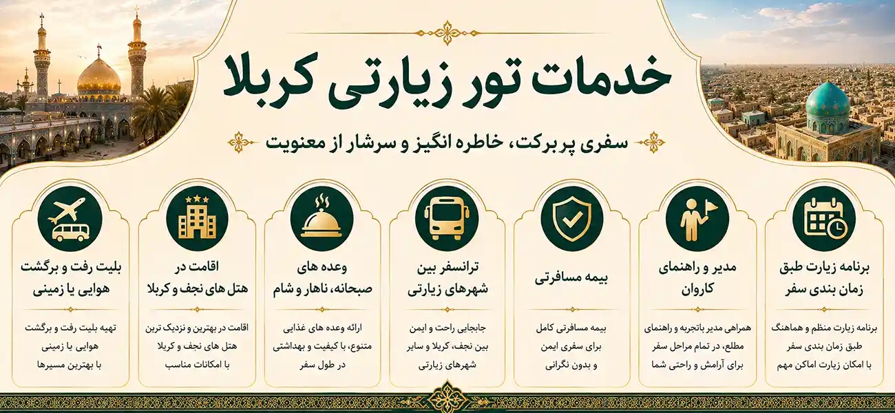 تور کربلا از تهران هوایی و زمینی - خدمات تور کربلا خدمات تور کربلا